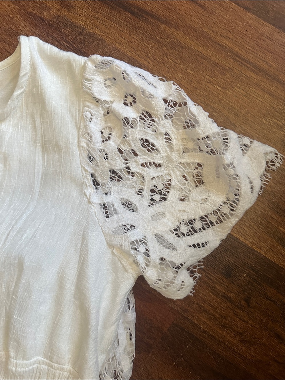 J Cee Woman”s White Lace-Trim Dress Size L Elegant Summer Bohemian Romantic - Picture 10 of 11